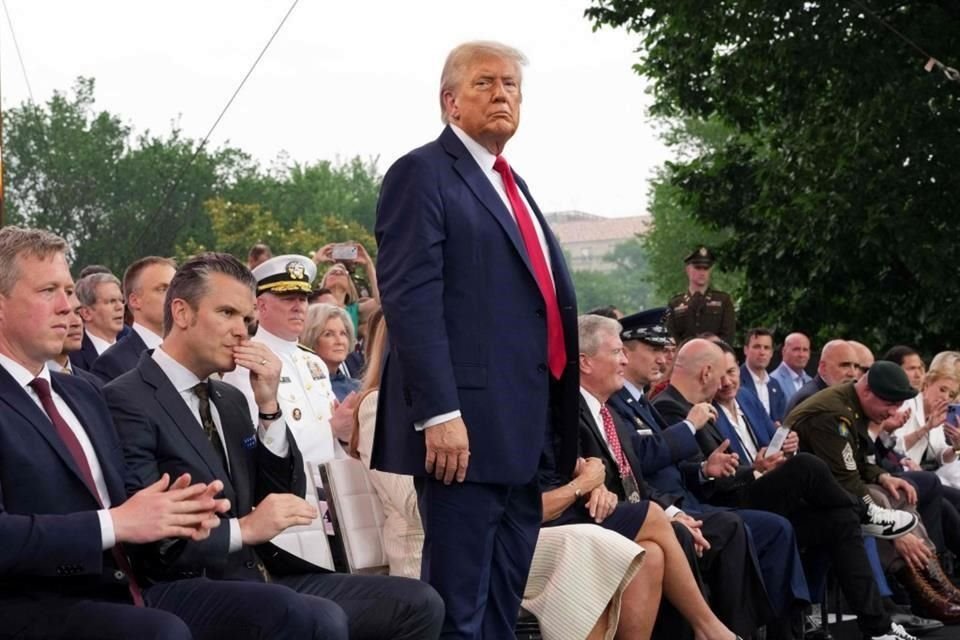 El Presidente dio un discurso después del desfile militar que se realizó este sábado en medio de protestas contra las políticas de su Gobierno.