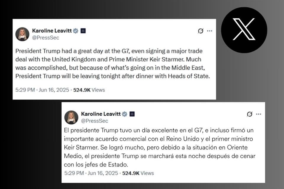 La Secretaria de Prensa de EU informó del retiro de Trump de la cumbre del G7.