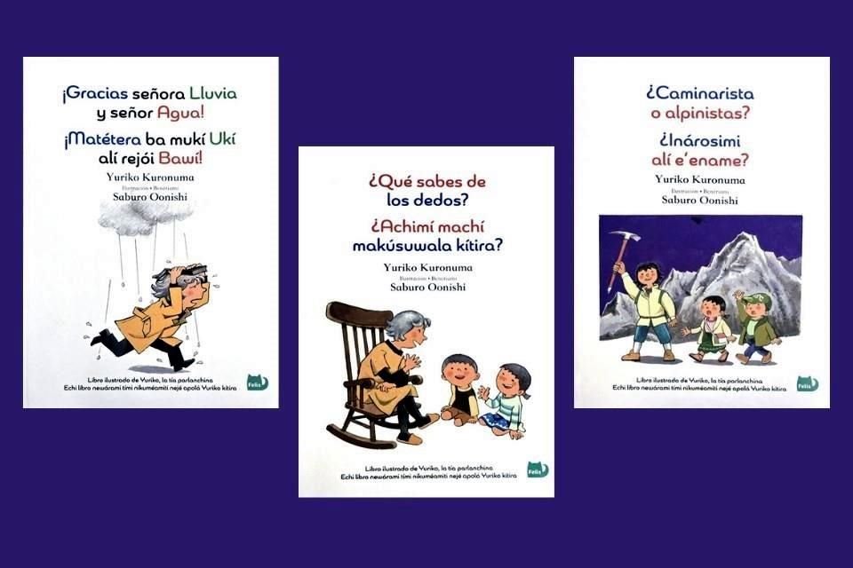 Die Bücher der Wake Up Peace-Sammlung, die die Titel „Was wissen Sie über Finger?“, „Danke, Frau Regen und Herr Wasser!“ und „Wanderer oder Bergsteiger?“ ​​enthält.