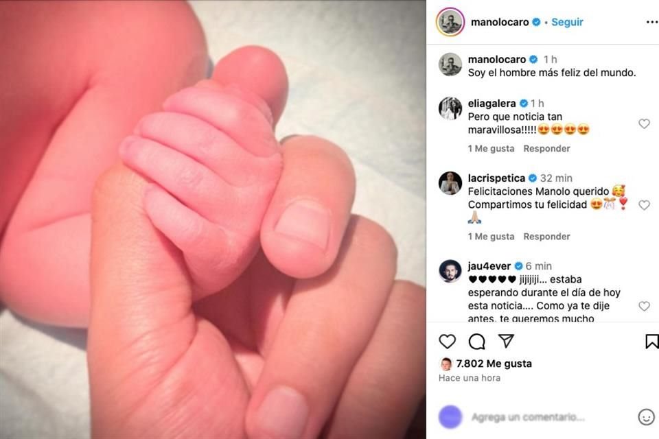 'Soy el hombre más feliz del mundo', escribió Manolo Caro al anunciar el nacimiento de su hijo por gestación subrogada.