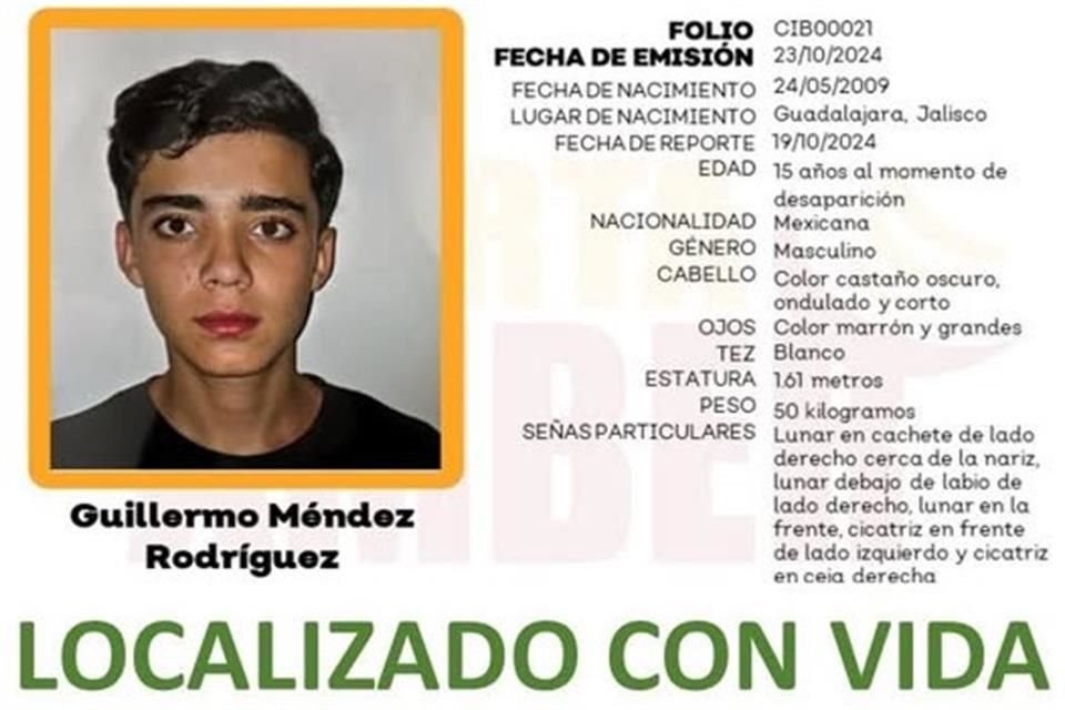 Guillermo Méndez fue reportado como desaparecido el 11 de octubre de 2024; fue localizado el 1 de julio de 2025.