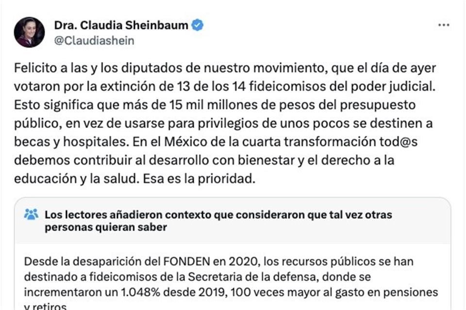 Políticos mexicanos, como la Presidenta Sheinbaum, han utilizado Notas de la comunidad para aclarar algo que consideran un bulo o información imprecisa.