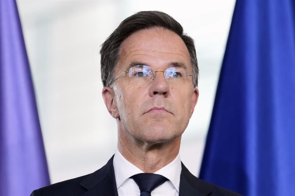 El Secretario general de la OTAN Mark Rutte en conferencia de prensa en Berlín el 9 de julio del 2025.