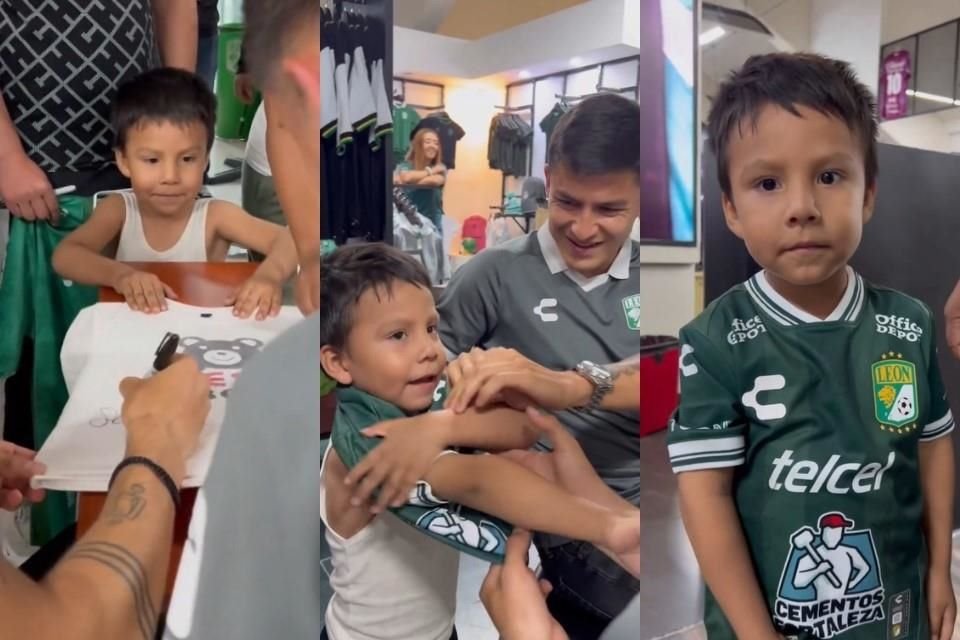 El pequeño Jaimitó feliz con su nueva playera.
