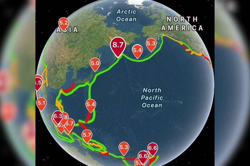 Centro de Alerta de Tsunamis de Secretaría de Marina emitió alerta preventiva para costas del Pacífico tras sismo de 8.7 en Rusia.