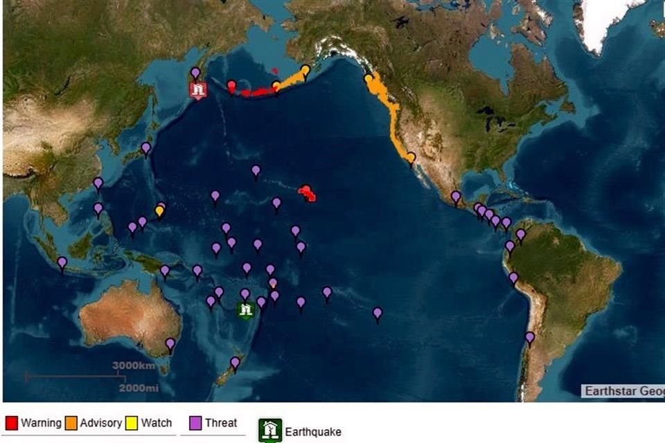 Alertas de tsunami se emitieron en distintos países de América, Asia y Oceanía.