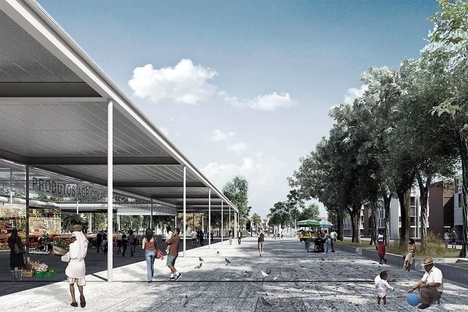 Se busca que el mercado se ubique en una de las esquinas de la plaza.