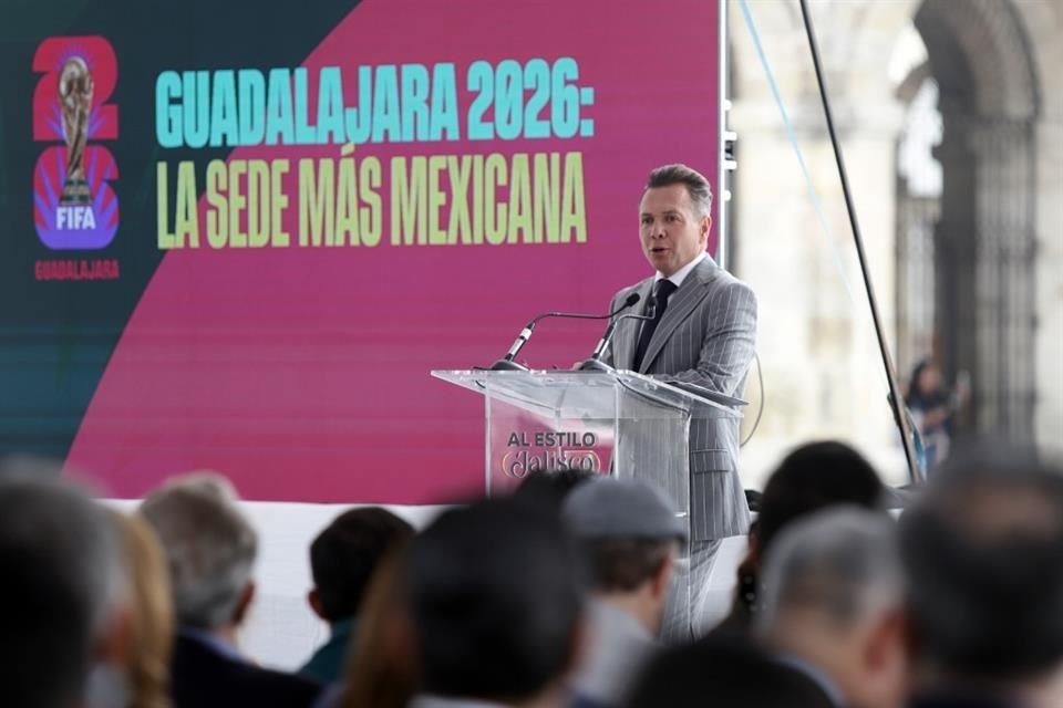 Pablo Lemus, durante el Encuentro empresarial del eje Jalisco Nuevo León, realizado en el Museo Cabañas.