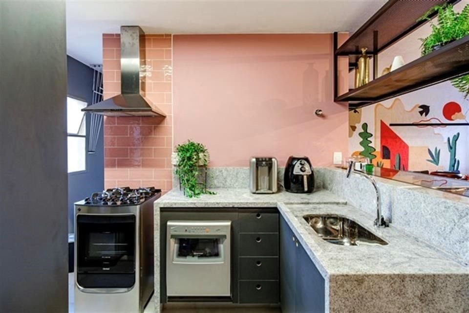 Un toque vintage se aprecia en la cocina.