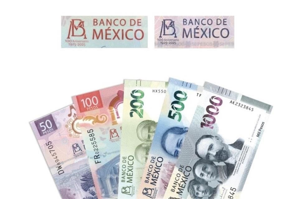 Billetes de curso legal con carácter conmemorativo de los 100 años de Banxico.