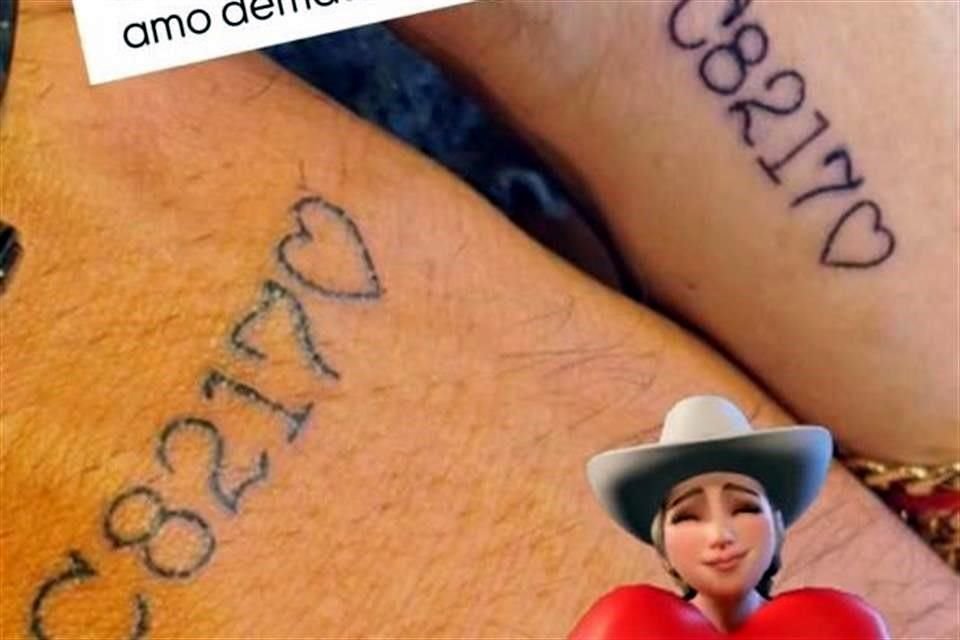 Alicia publicó una fotografía en la que se ven dos brazos con el tatuaje que los podría unir de ahora en adelante con las letras de C8217 acompañado de un corazón.