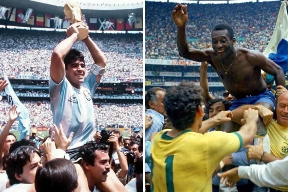Diego Armando Maradona y Pelé fueron campeones del mundo en las Copas del Mundo de 1986 y 1970, respectivamente.