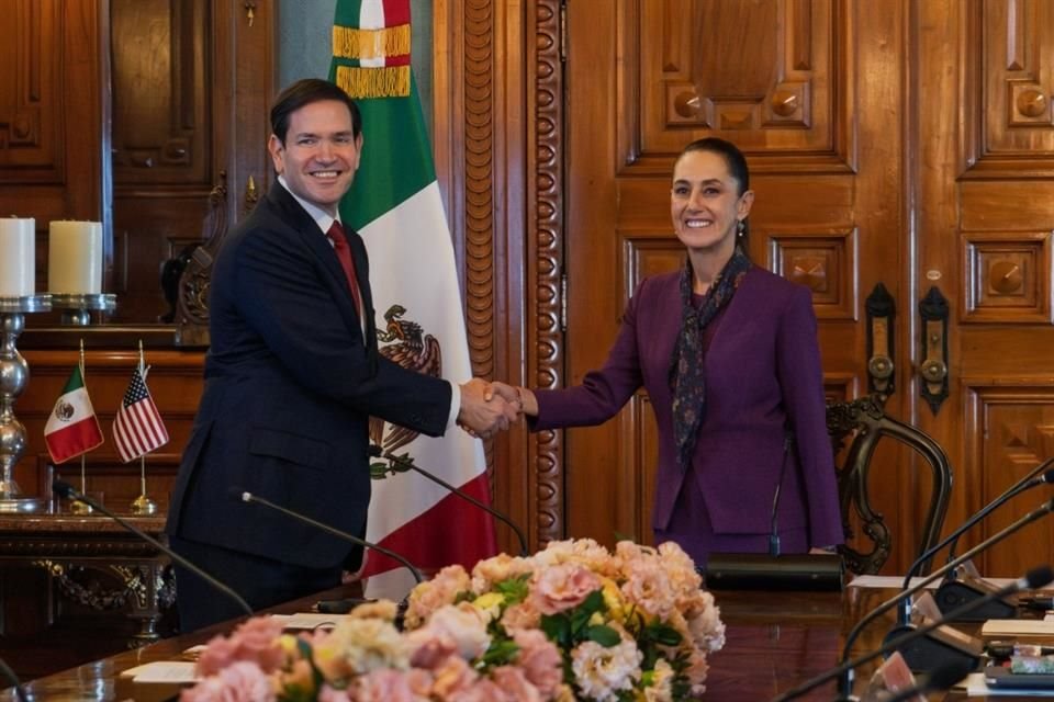 La Presidenta Claudia Sheinbaum y el Secretario de Estado de EU, Marco Rubio, se reúnen en Palacio Nacional para hablar sobre seguridad fronteriza.