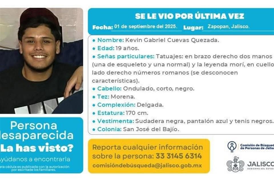 Kevin Gabriel Cuevas Quezada, de 19 años.