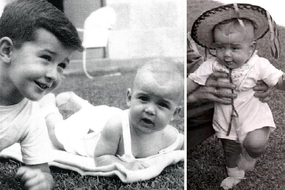 Mauricio Fernández de bebé junto a su hermano Alberto, quien es 4 años mayor que él; y dando sus primeros pasos.