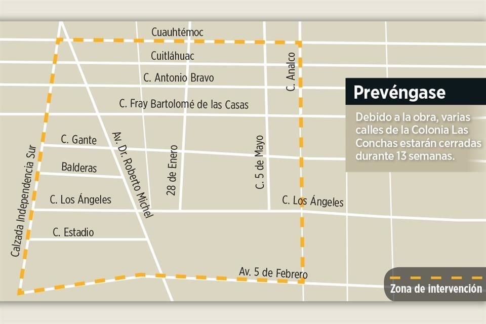 Esta será toda la zona intervenida de Las Conchas, durante 13 semanas.