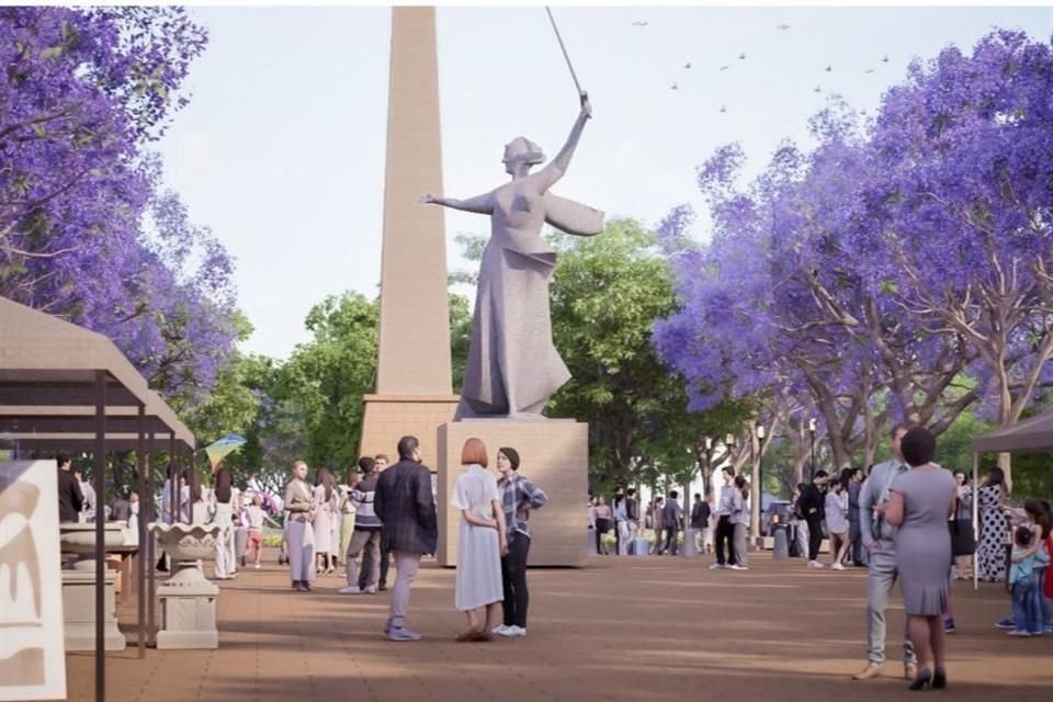 Este es el render que compartieron las autoridades sobre cómo quedará la Plaza tras la renovación.