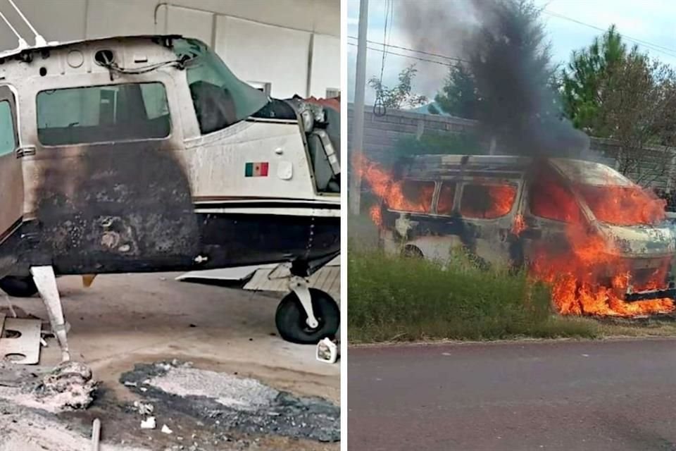 Criminales lanzaron bombazos desde drones contra avionetas estacionadas, además de responder con balaceras y quema de autos a operativos.
