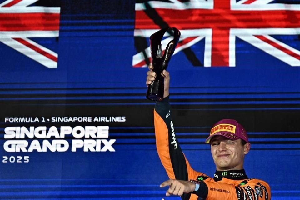 El británico intentó darle alcance a Verstappen, pero no pudo y se tuvo que conformar con la tercera plaza en Singapur.