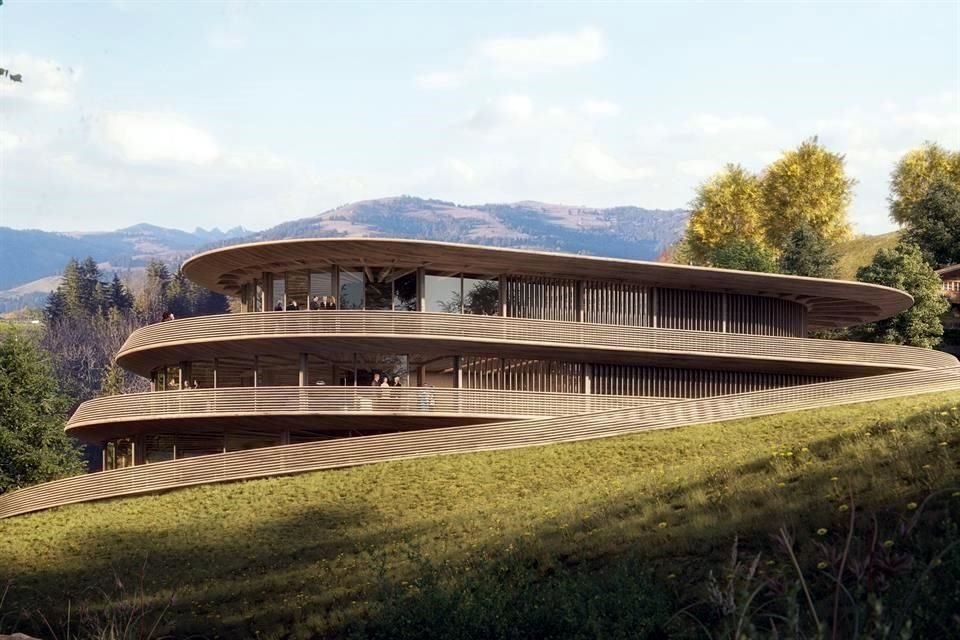 El ático será un club social exclusivo con elegantes salones interiores y una terraza panorámica con vistas al valle.