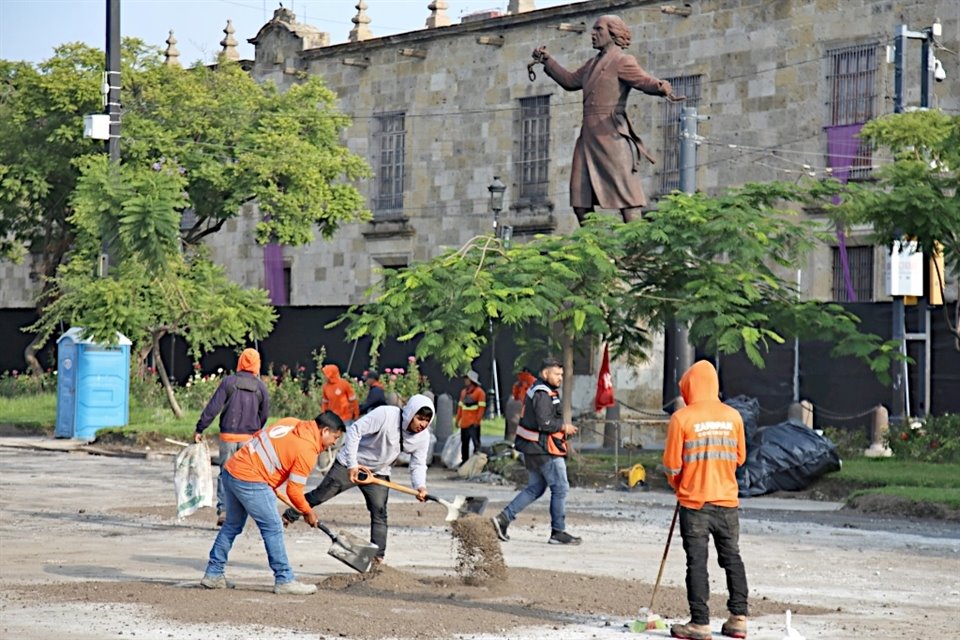 De renovatiewerkzaamheden in het centrum van Guadalajara worden uitgevoerd door het Secretariaat van Infrastructuur en Publieke Werken.