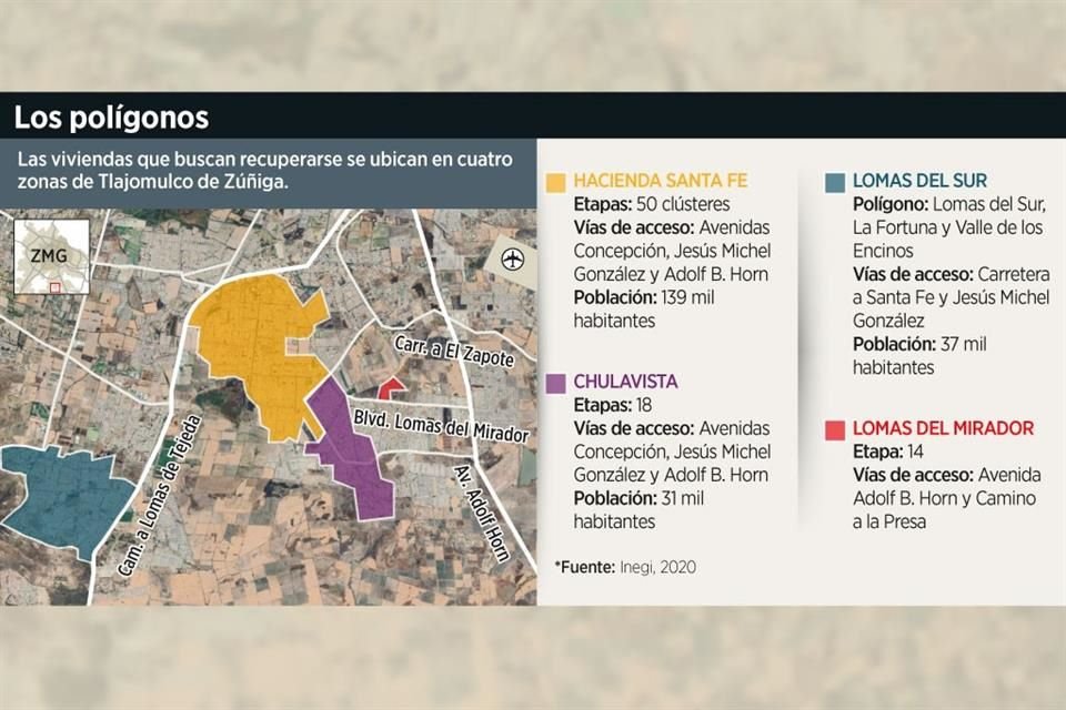 Las viviendas que buscan recuperarse se ubican en cuatro zonas de Tlajomulco de Zúñiga.