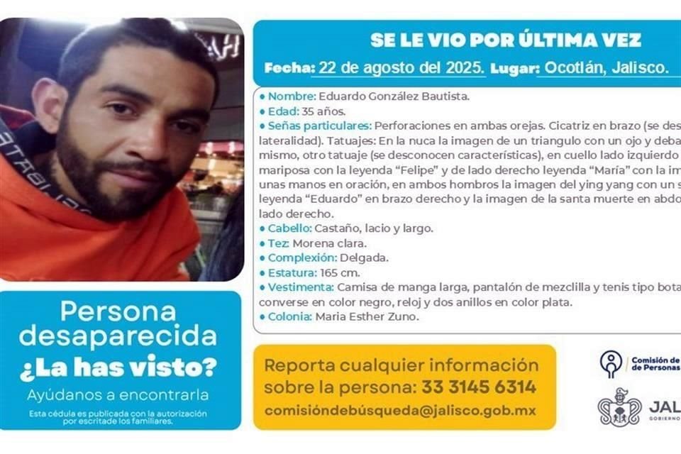 Eduardo González Bautista desapareció en Ocotlán.