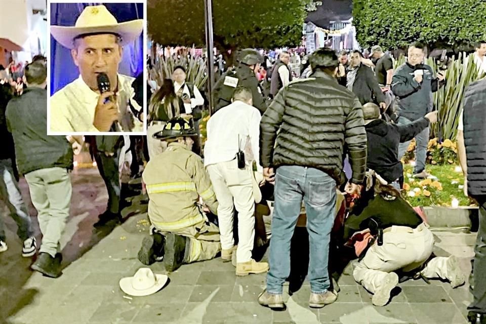 The Mayor (inset) was executed last night in downtown Uruapan.