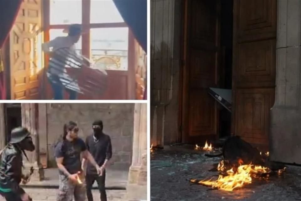 Manifestantes irrumpieron en el Palacio de Michoacán, en Morelia, para destrozar paredes, ventanas y lanzar muebles a la calle.