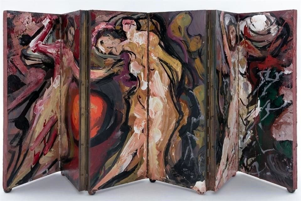 Este biombo pintado por David Alfaro Siqueiros, posiblemente ejecutado durante su estancia en prisión, también será subastado.