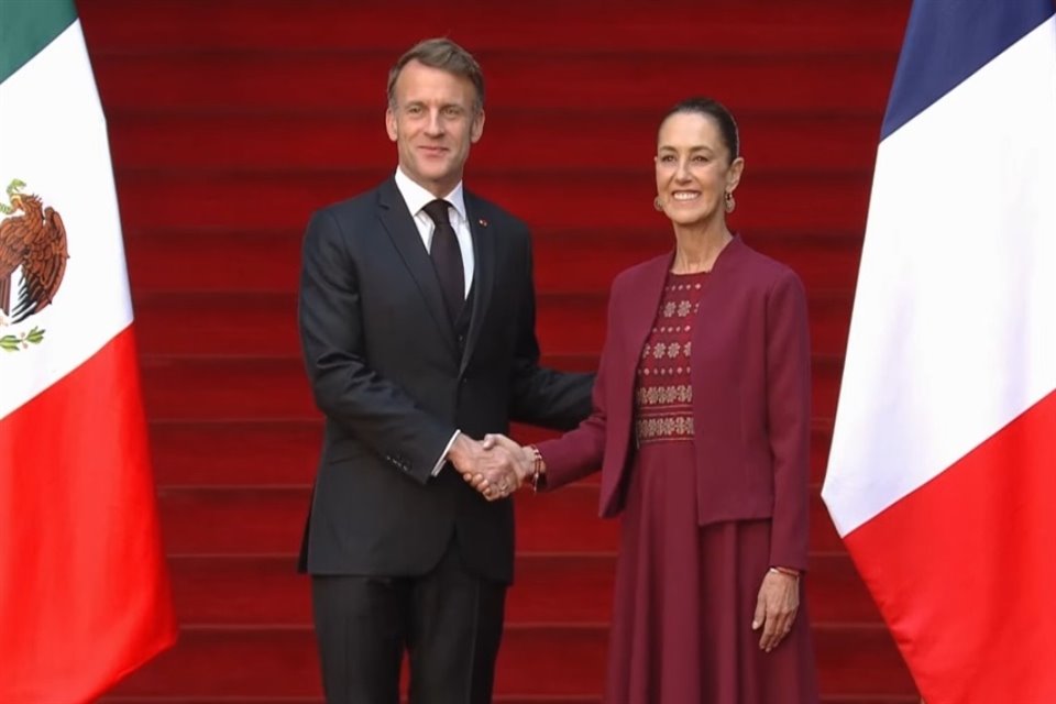 La Presidenta Claudia Sheinbaum recibió en Palacio Nacional a su homólogo de Francia, Emmanuel Macron.