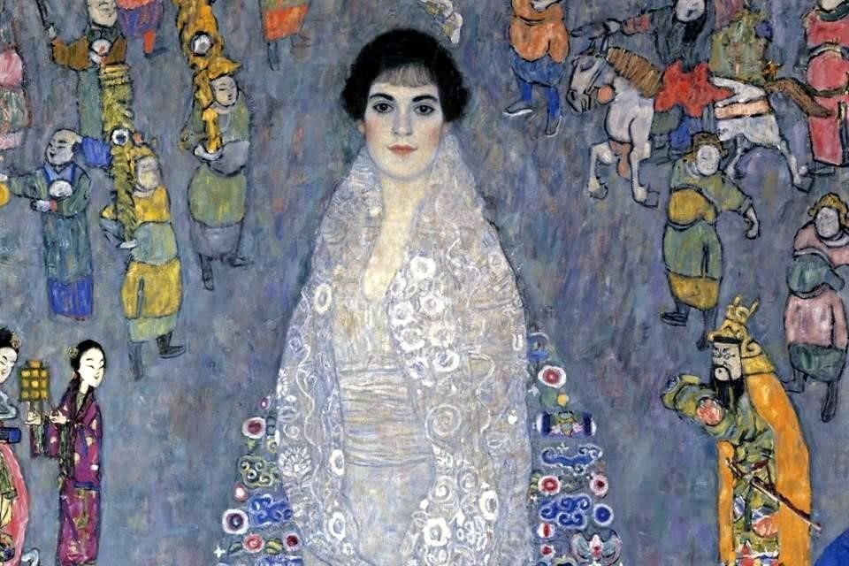 'Retrato de Elisabeth Lederer' representa a la hija del principal mecenas de Klimt, en un vestido imperial chino blanco, frente a un tapiz azul con motivos de inspiración asiática.