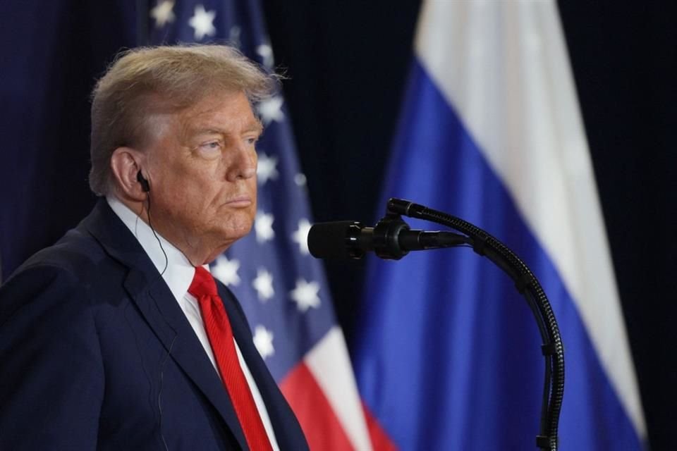 Trump durante la conferencia de prensa conjunta con Putin en Anchorage, Alaska