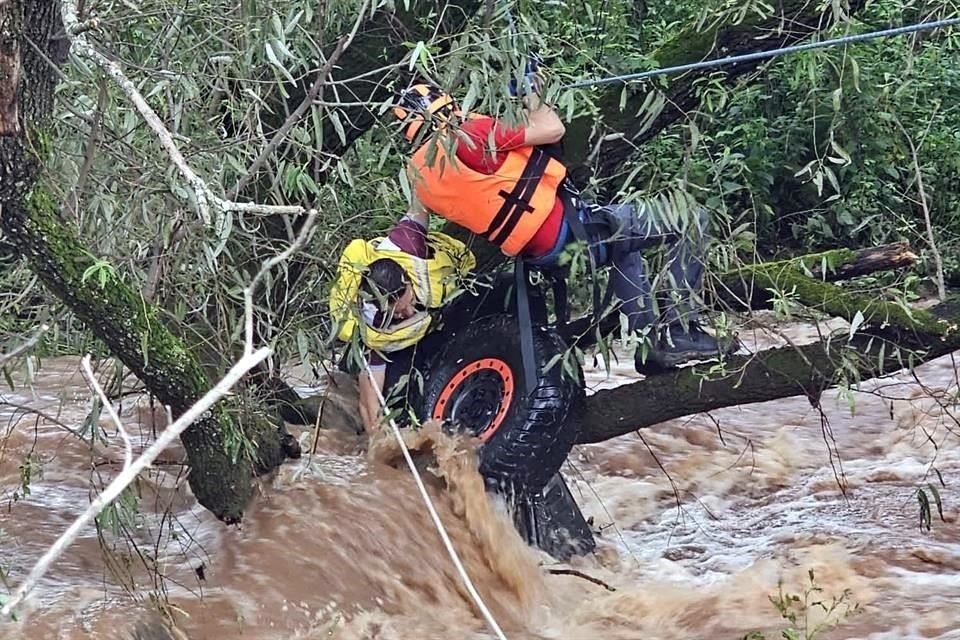 El razer terminó atorado en un árbol.