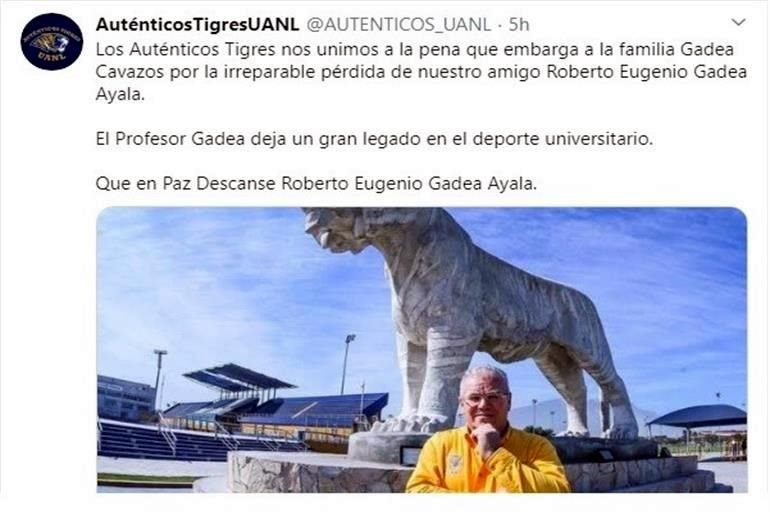 Personalidades e instituciones del futbol lamentan en redes sociales el fallecimiento de Roberto Gadea, quien jugara en Tigres y fuera campeón en la temporada 1977-78.