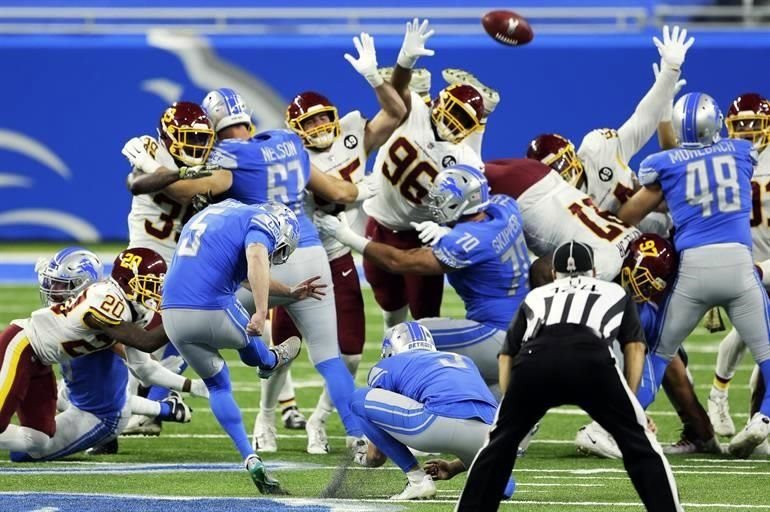 Matt Prater conectó un gol de campo de 59 yardas de último segundo para darle a los Lions de Detroit un triunfo de 30-27 sobre Washington.