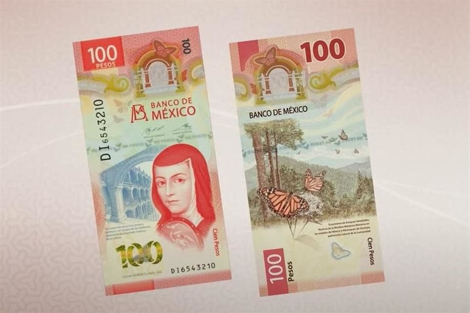 El nuevo billete tendrá la imagen de Sor Juana al frente.
