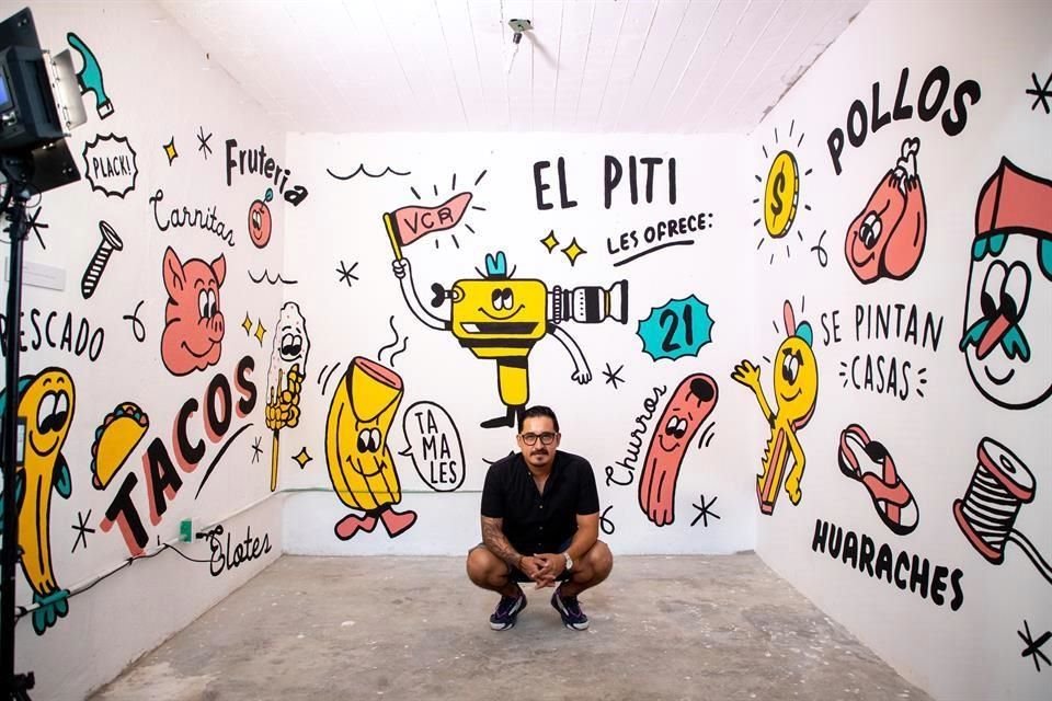 Mural que adorna el Centro Cultural El Pitillal, realizado por el diseñador vallartense, Luis Sandoval.