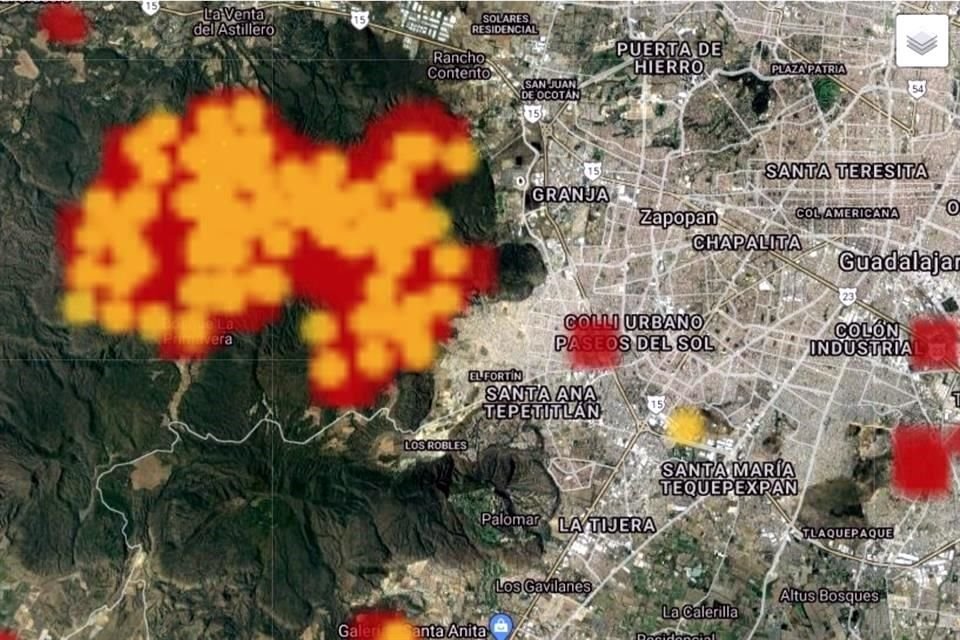 Esta imagen satelital muestra el dao que provoc el incendio en alrededor de 7 mil hectreas de La Primavera.