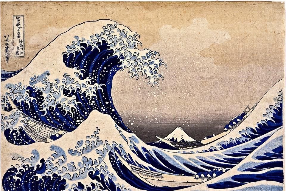 Probablemente la obra más reconocida del arte japonés y la más reproducida. Se realizó con una técnica tradicional ukiyo-e. Forma parte de la serie 'Treinta y seis vistas del Monte Fuji'.