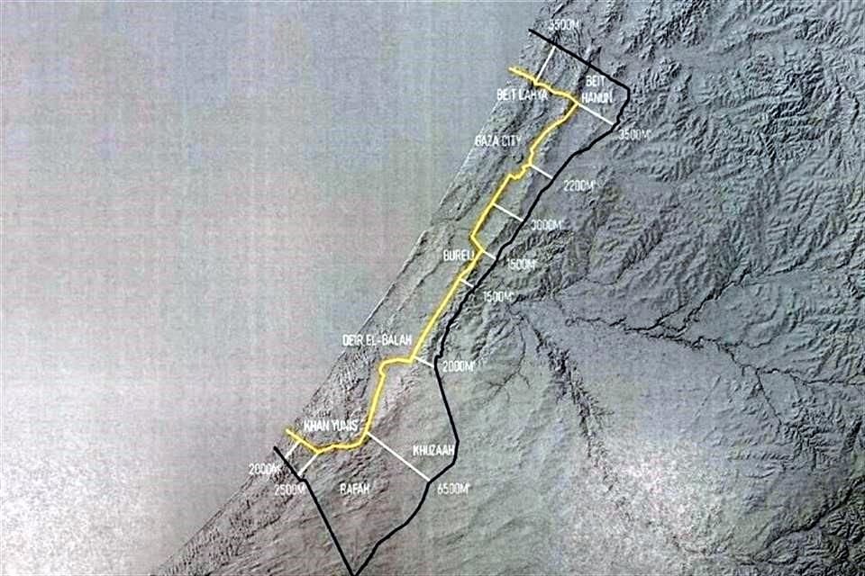 Donald Trump compartió imagen que muestra la línea de retirada que acordó con Israel y dijo cuando confirme Hamas iniciará el alto al fuego.