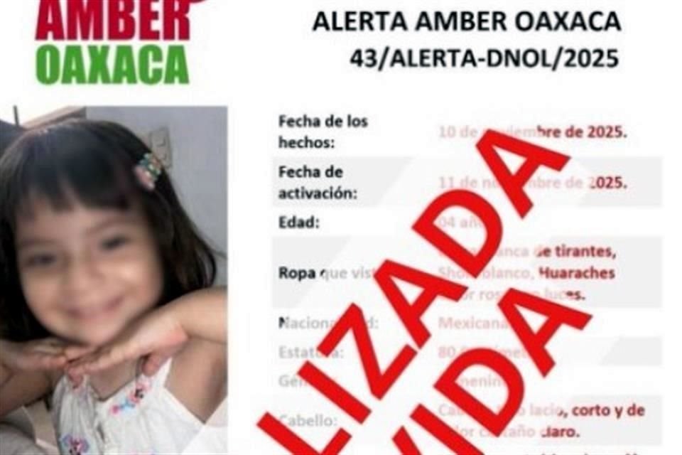 La familia denunció que la infante había salido de su domicilio en compañía de su madre horas antes de que se perdiera la comunicación.